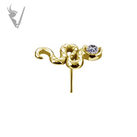 Valkyrie - 18k gold pvd -  Threadless Snake end w/stone

