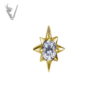 Valkyrie - 18k gold pvd on cobalt chromium - Threadless star end with stone
