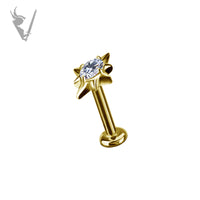 Valkyrie - 18k gold pvd on cobalt chromium - Threadless star end with stone
