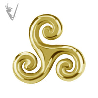 Valkyrie - 18k Gold Threadless celtic triskele
