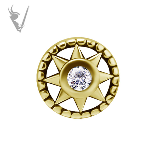 Valkyrie - 18k gold pvd -  Threadless end  with a premium Zirconia