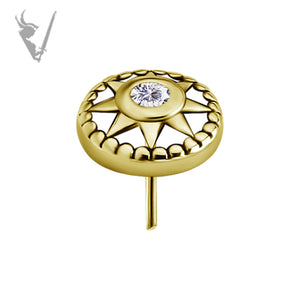 Valkyrie - 18k gold pvd -  Threadless end  with a premium Zirconia