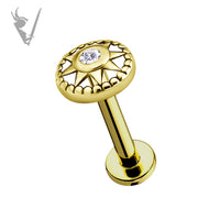 Valkyrie - 18k gold pvd -  Threadless end  with a premium Zirconia
