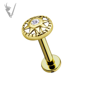 Valkyrie - 18k gold pvd -  Threadless end  with a premium Zirconia