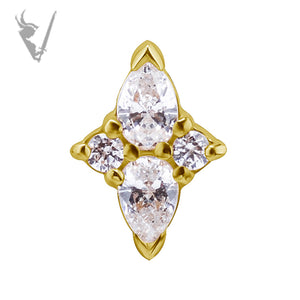 Valkyrie - 18k Gold threadless end - w/pear shaped zirconia