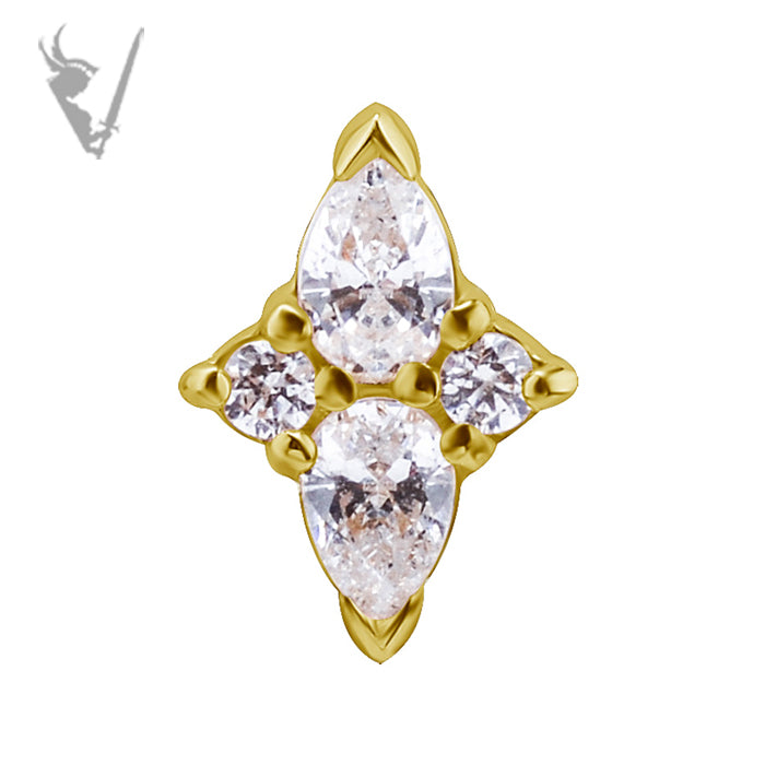 Valkyrie - 18k Gold threadless end - w/pear shaped zirconia