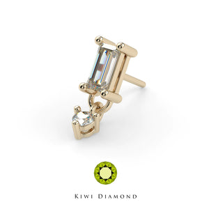 Kiwi Diamond - Baguette Prong Dangle - Threadless end