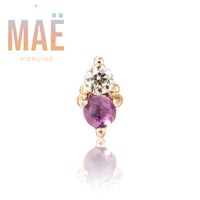 MAË - 14k Gold - Nara - CZ+Amethyst - Threadless end