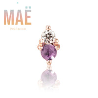 MAË - 14k Gold - Nara - CZ+Amethyst - Threadless end
