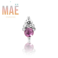 MAË - 14k Gold - Nara - CZ+Amethyst - Threadless end
