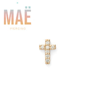 MAË - 14k Gold - Cross w/stones - Threadless end
