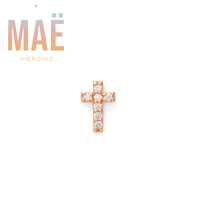 MAË - 14k Gold - Cross w/stones - Threadless end
