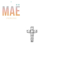 MAË - 14k Gold - Cross w/stones - Threadless end
