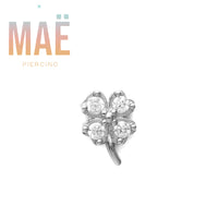 MAË - 14k Gold - Clover - Cz - Threadless end
