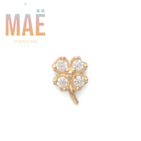 MAË - 14k Gold - Clover - Cz - Threadless end
