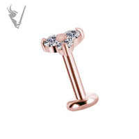 Valkyrie - 18k Rose Gold Threadless trinity end set with premium Zirconia
