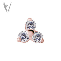Valkyrie - 18k Rose Gold Threadless trinity end set with premium Zirconia

