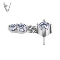 Valkyrie - CoCr - Threadless 2 stone dangle end with premium Zirconia
