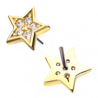 Invictus - 14kt Yellow Gold Threadless with Multi-Clear CZ Star Shape Top
