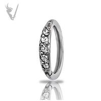 Valkyrie - Stainless steel hinged clicker ring. Set w. cubic zirconia
