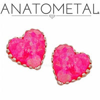 Anatometal - 18k Gold Threadless Opal hearts
