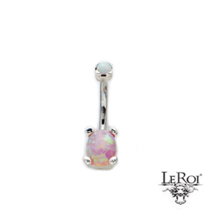 LeRoi 14g Tres Jolie SS316lvm and argentium oval opal navel barbells (int threads)