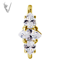 Valkyrie - Gold PVD Stainless steel Hinged ring. Set w.marquise and pear shaped stones
