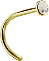 Valkyrie Canada  -SS316L Gold PVD steel jewelled nose studs (setting) - pigtail
