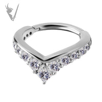 Valkyrie -Stainless steel hinged clicker ring. Set w. cubic zirconia
