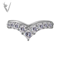 Valkyrie -Stainless steel hinged clicker ring. Set w. cubic zirconia
