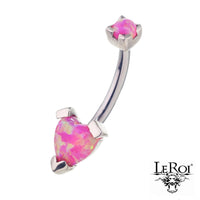 LeRoi 14g Tres Jolie SS316lvm and argentium opal heart navel barbells (int threads)
