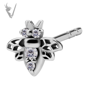 Valkyrie - Stainless steel bee ear studs w/cubic zirconia