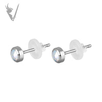 Valkyrie - Stainless steel ear studs w/ bezel set zirconia
