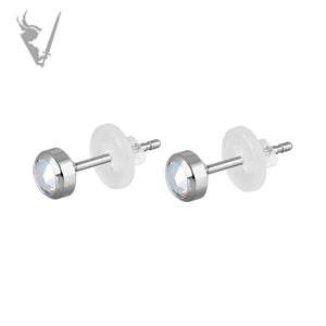 Valkyrie - Stainless steel ear studs w/ bezel set zirconia