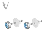 Valkyrie - Stainless steel ear studs w/ bezel set zirconia
