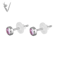 Valkyrie - Stainless steel ear studs w/ bezel set zirconia