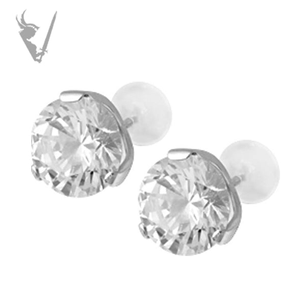 Valkyrie -  Stainless steel ear studs w/zirconia