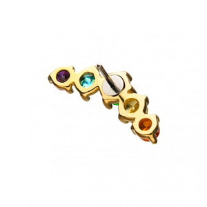 Invictus - 14Kt Yellow Gold Threadless with 5-Rainbow CZ Cluster Top