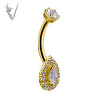 Valkyrie -Solid Gold 18k pear shaped navel barbell
