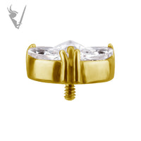 Valkyrie - 18k Gold Internally threaded  end set w/marquise zirconia
