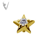 Valkyrie - 18k Gold Internally threaded  star end set w/ zirconia