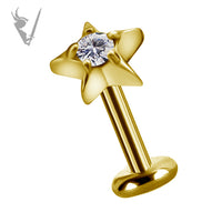 Valkyrie - 18k Gold Internally threaded  star end set w/ zirconia
