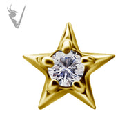 Valkyrie - 18k Gold Internally threaded  star end set w/ zirconia
