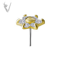 Valkyrie - 18kt Gold Threadless flower end set with Swarovski Zirconia
