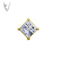 Valkyrie - 18kt Gold Threadless princess cut end set with Swarovski Zirconia
