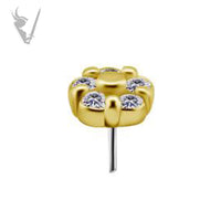 Valkyrie - 18kt Gold Threadless flower end set with Swarovski Zirconia