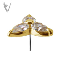 Valkyrie - 18kt Gold Threadless trinity w/ pear shaped Premium Zirconia
