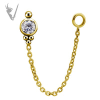 Valkyrie - 18kt Gold Threadless end with chain. Set w/Premium Zirconia
