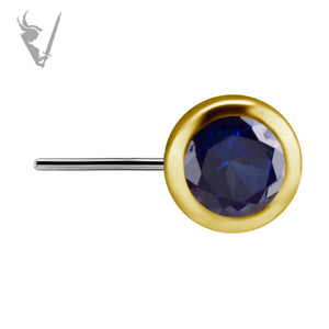 Valkyrie - 18k Gold and tianium threadless nipple barbells w/genuine diffusion sapphire