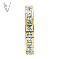 Valkyrie - Gold PVD Hinged clicker ring set with square cubic zirconia
